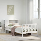 Bed 75x190 cm massief grenenhout wit met boekenkast