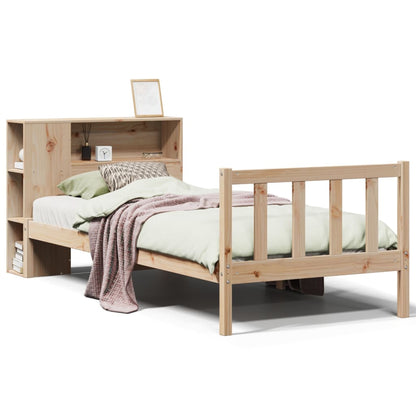 Bed met boekenkast zonder matras massief grenenhout 90x190 cm