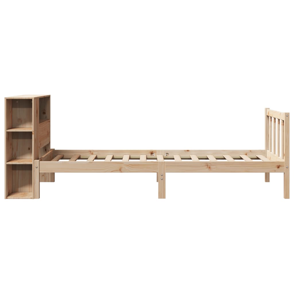 Bed met boekenkast zonder matras massief grenenhout 90x190 cm