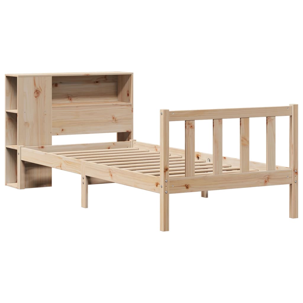 Bed met boekenkast zonder matras massief grenenhout 100x200 cm