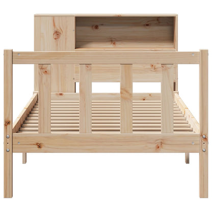 Bed met boekenkast zonder matras massief grenenhout 100x200 cm