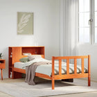 bed met boekenkast zonder matras grenenhout wasbruin 90x200 cm