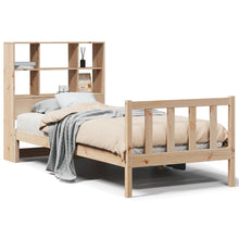Bed Met Boekenkast Zonder Matras Massief Grenenhout 90 x 190 cm Naturel