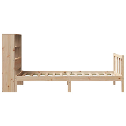 Bed Met Boekenkast Zonder Matras Massief Grenenhout 90 x 190 cm Naturel