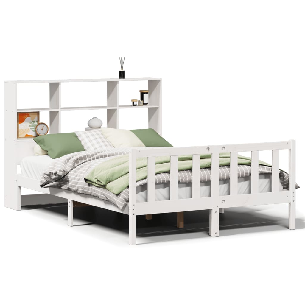 Bed Met Boekenkast Zonder Matras Grenenhout 120 x 190 cm Wit