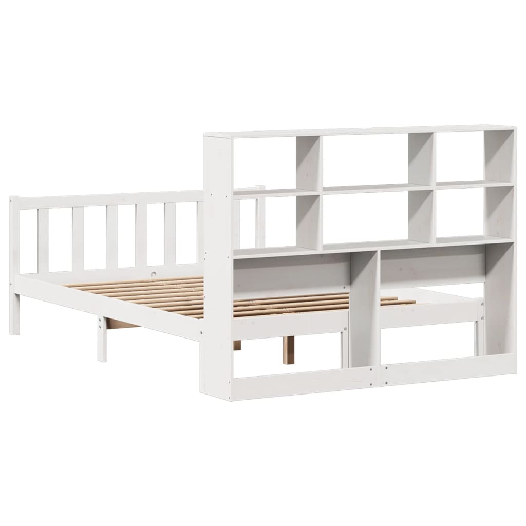 Bed Met Boekenkast Zonder Matras Grenenhout 120 x 190 cm Wit