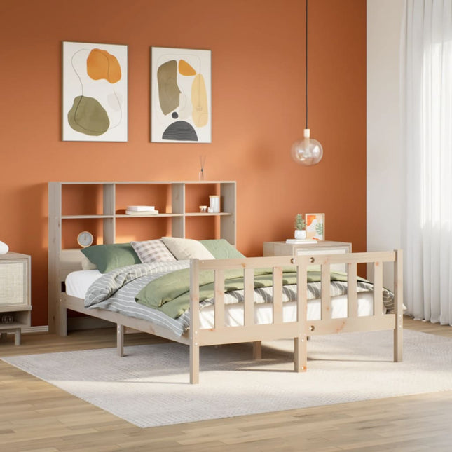 Bed met boekenkast zonder matras massief grenenhout 140x190 cm