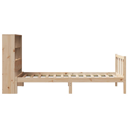 Bed Met Boekenkast Zonder Matras Massief Grenenhout 90 x 200 cm Naturel