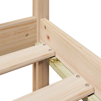 Bed Met Boekenkast Zonder Matras Massief Grenenhout 90 x 200 cm Naturel