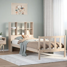 Bed Met Boekenkast Zonder Matras Massief Grenenhout 90 x 200 cm Naturel