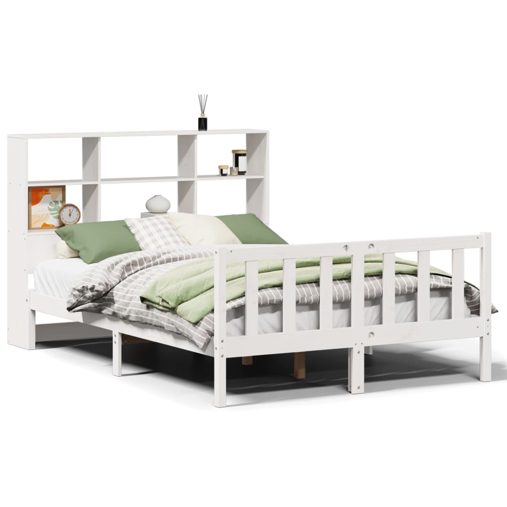 Bed Met Boekenkast Zonder Matras Grenenhout 120 x 200 cm Wit