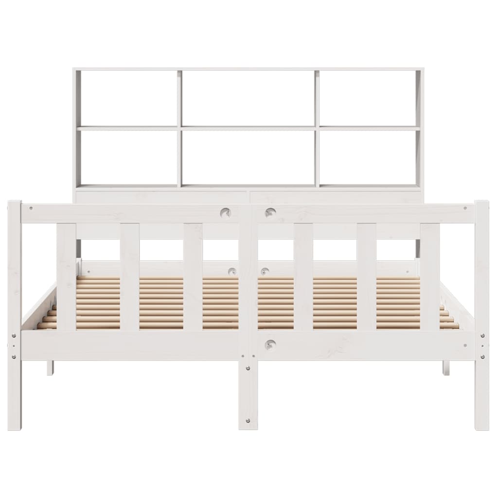 Bed Met Boekenkast Zonder Matras Grenenhout 120 x 200 cm Wit