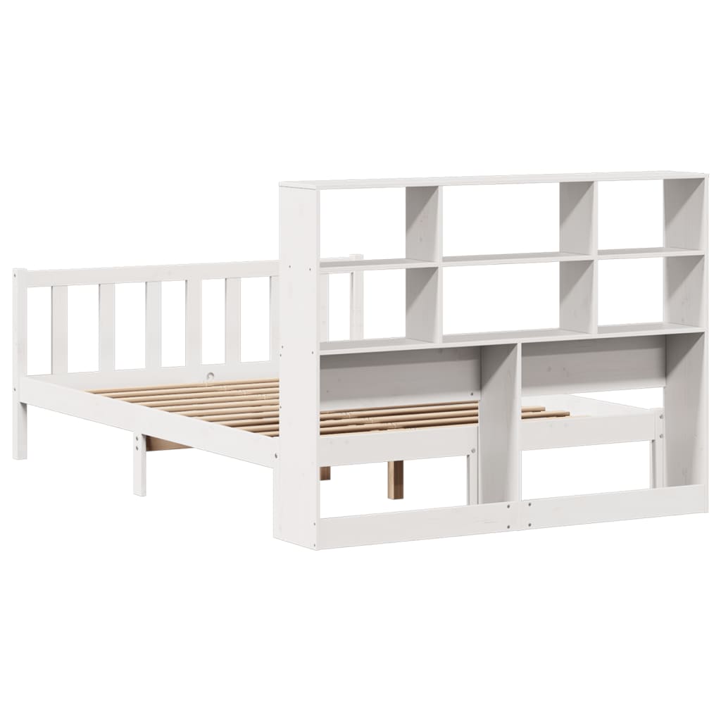 Bed Met Boekenkast Zonder Matras Grenenhout 120 x 200 cm Wit