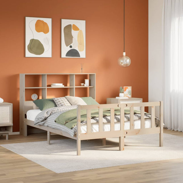 Bed met boekenkast zonder matras massief grenenhout 140x200 cm