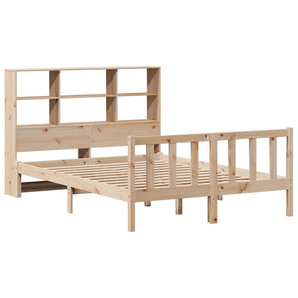 Bed met boekenkast zonder matras massief grenenhout 150x200 cm