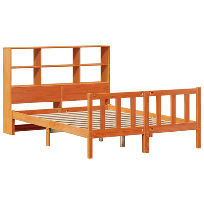 Bed met boekenkast zonder matras grenenhout wasbruin 120x190 cm