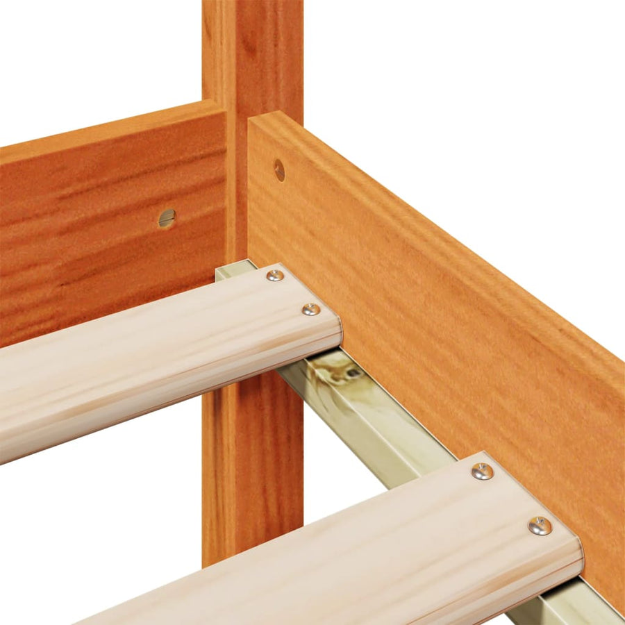 Bed met boekenkast zonder matras grenenhout wasbruin 100x200 cm