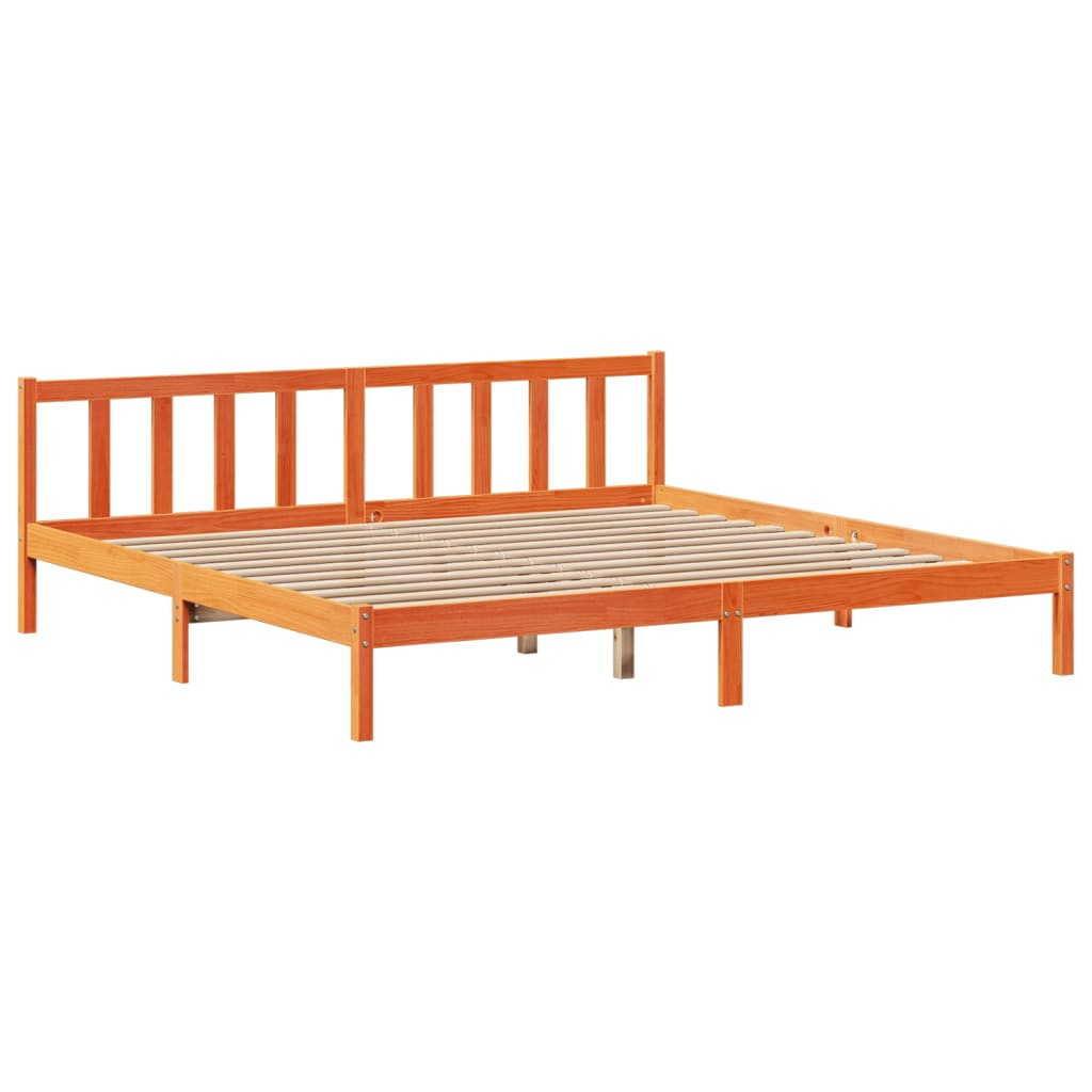 Bed met boekenkast zonder matras grenenhout wasbruin 180x200 cm
