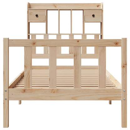 Bed met boekenkast zonder matras massief grenenhout 75x190 cm
