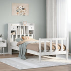 Bed 75x190 cm grenenhout wit met boekenkast