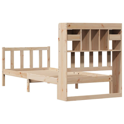 Bed met boekenkast zonder matras massief grenenhout 90x190 cm