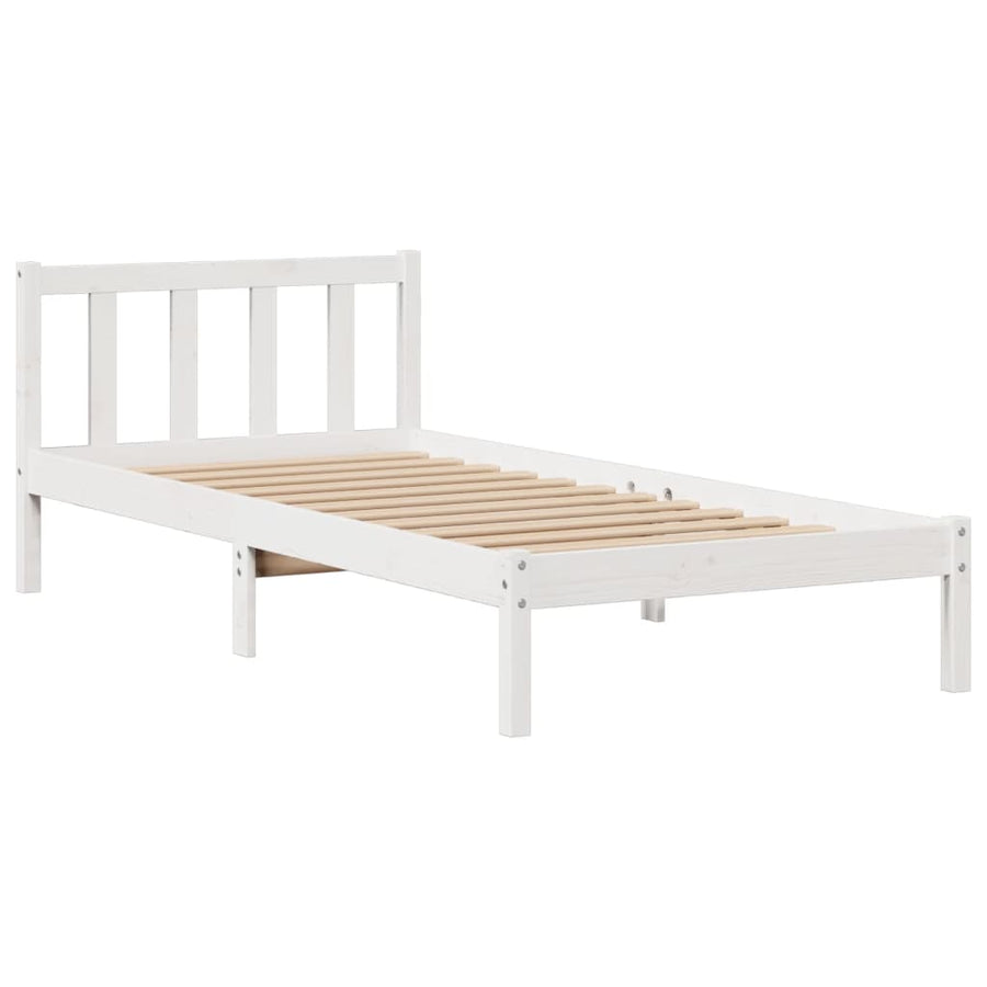 Bed met boekenkast zonder matras grenenhout wit 90x190 cm