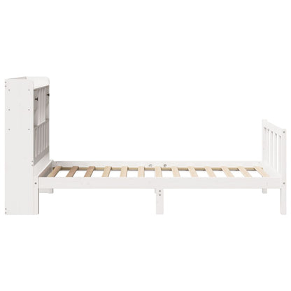 Bed met boekenkast zonder matras grenenhout wit 90x190 cm