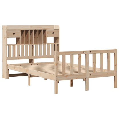 Bed met boekenkast zonder matras massief grenenhout 135x190 cm