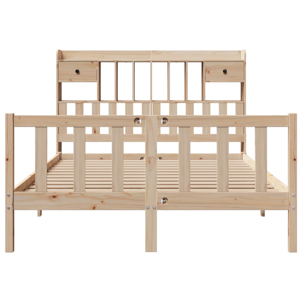 Bed met boekenkast zonder matras massief grenenhout 140x190 cm