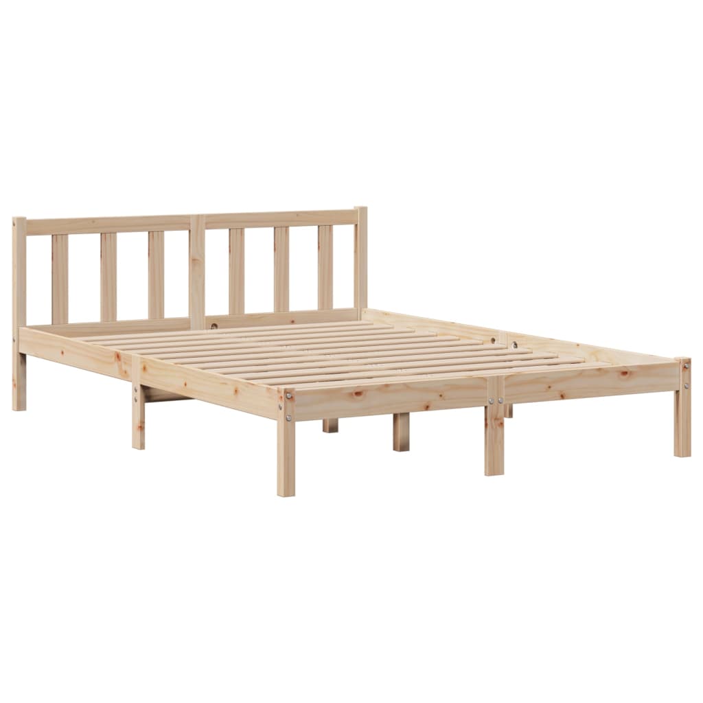 Bed met boekenkast zonder matras massief grenenhout 140x190 cm