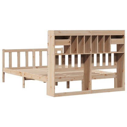 Bed met boekenkast zonder matras massief grenenhout 140x190 cm