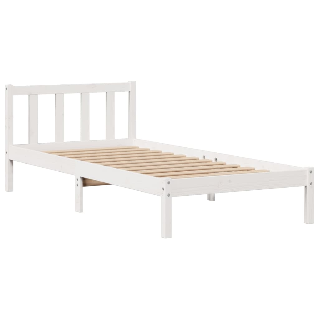 Bed met boekenkast zonder matras grenenhout wit 90x200 cm