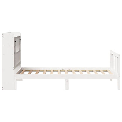 Bed met boekenkast zonder matras grenenhout wit 90x200 cm