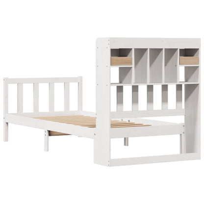 Bed met boekenkast zonder matras grenenhout wit 90x200 cm