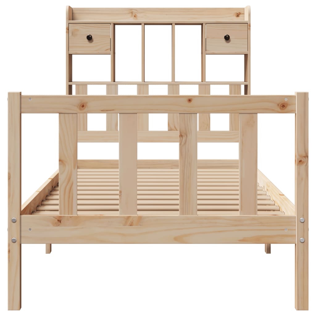 Bed met boekenkast zonder matras massief grenenhout 100x200 cm