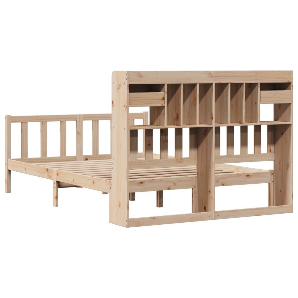 Bed met boekenkast zonder matras massief grenenhout 140x200 cm