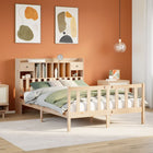 Bed met boekenkast zonder matras massief grenenhout 150x200 cm