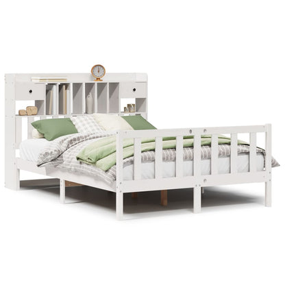 Bed met boekenkast zonder matras grenenhout wit 160x200 cm