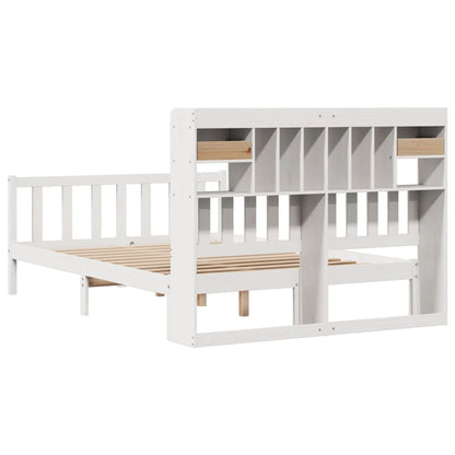 Bed met boekenkast zonder matras grenenhout wit 160x200 cm