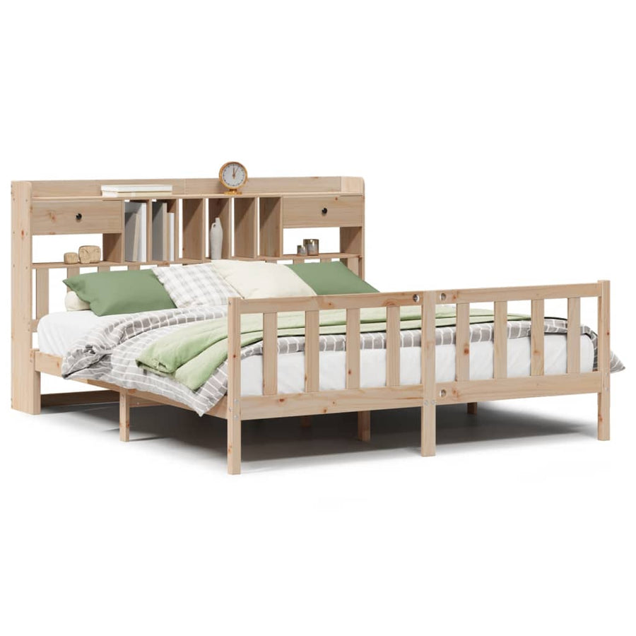Bed met boekenkast zonder matras massief grenenhout 180x200 cm