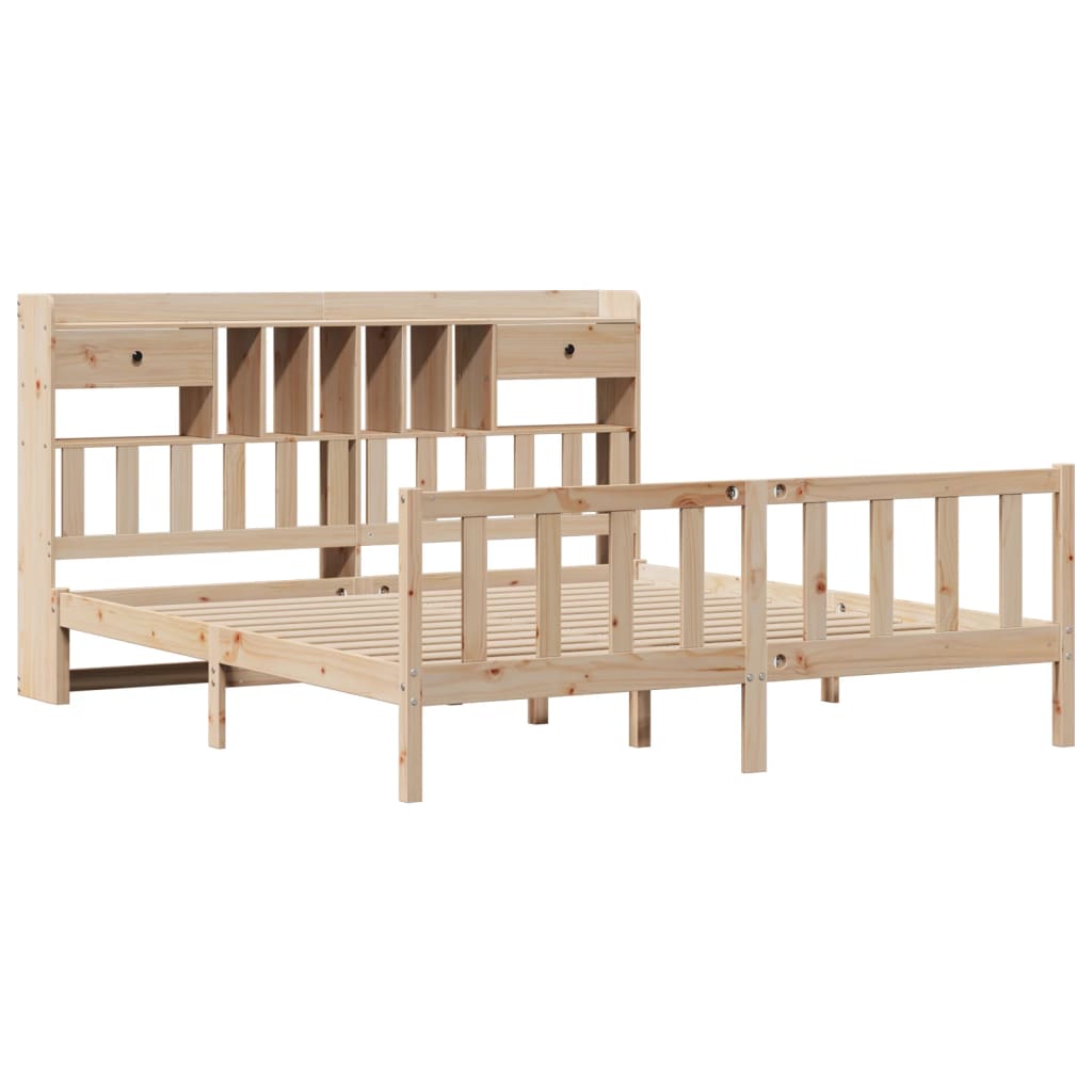 Bed met boekenkast zonder matras massief grenenhout 180x200 cm