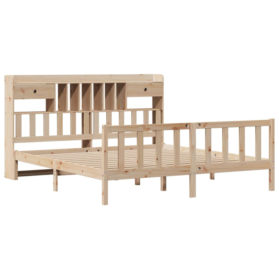 Bed met boekenkast zonder matras massief grenenhout 180x200 cm