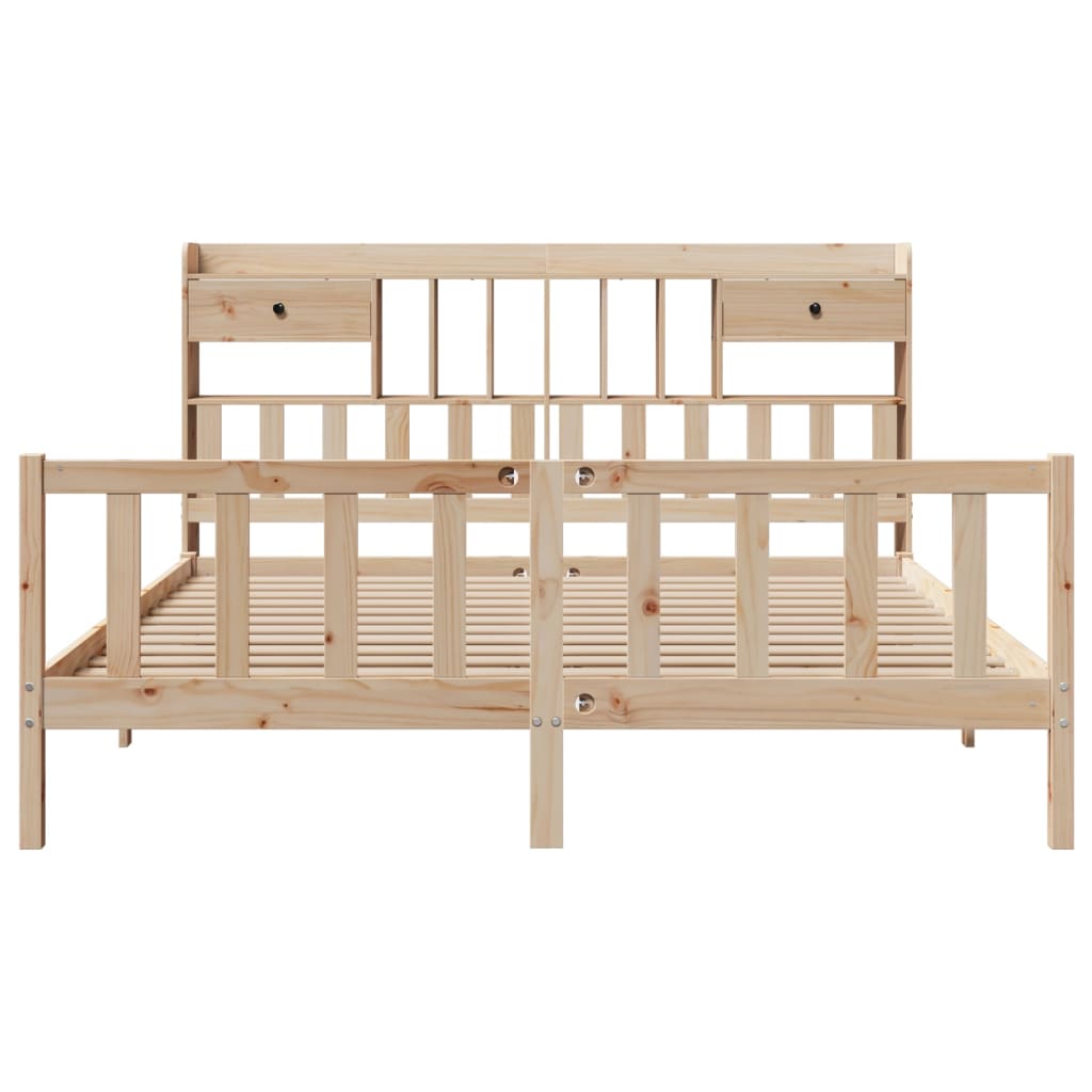 Bed met boekenkast zonder matras massief grenenhout 180x200 cm
