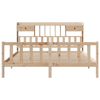 Bed met boekenkast zonder matras massief grenenhout 180x200 cm