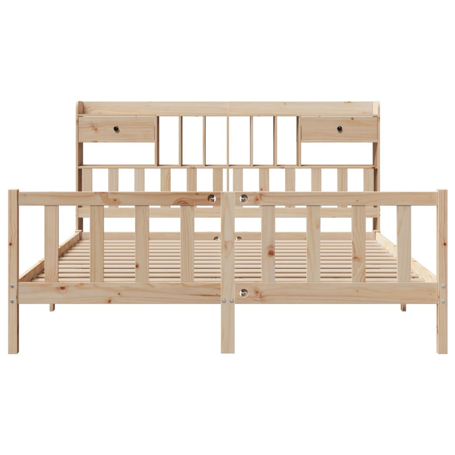 Bed met boekenkast zonder matras massief grenenhout 180x200 cm