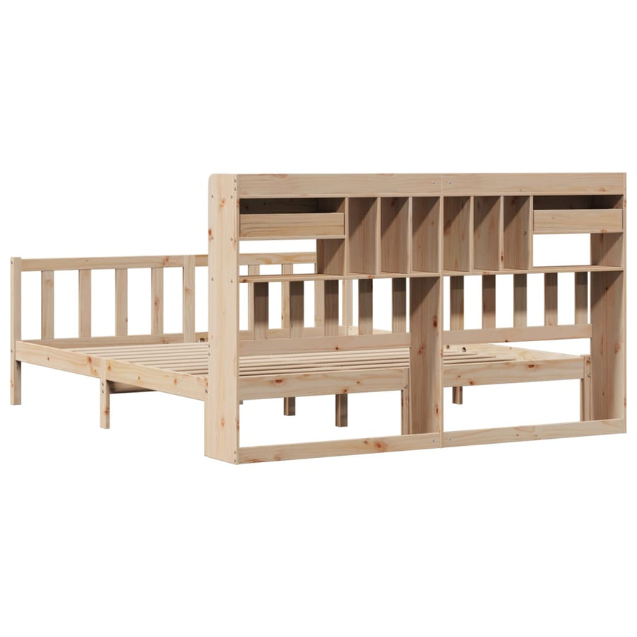Bed met boekenkast zonder matras massief grenenhout 180x200 cm