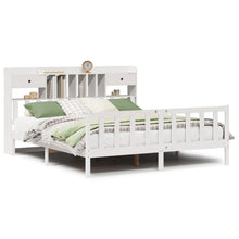 Bed met boekenkast zonder matras grenenhout wit 180x200 cm