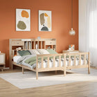 Bed met boekenkast zonder matras massief grenenhout 200x200 cm