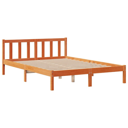 Bed met boekenkast zonder matras grenenhout wasbruin 160x200 cm
