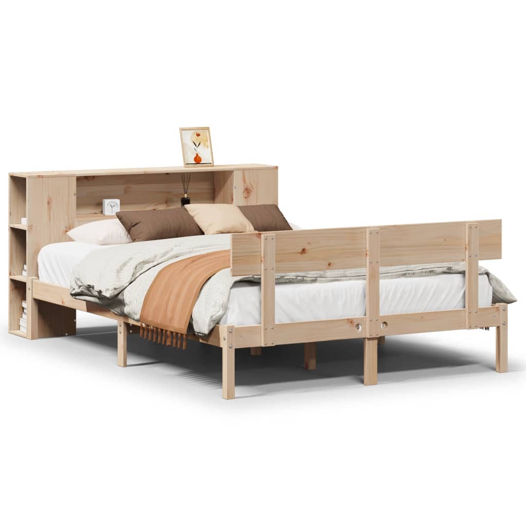 Bed met boekenkast zonder matras massief grenenhout 140x190 cm